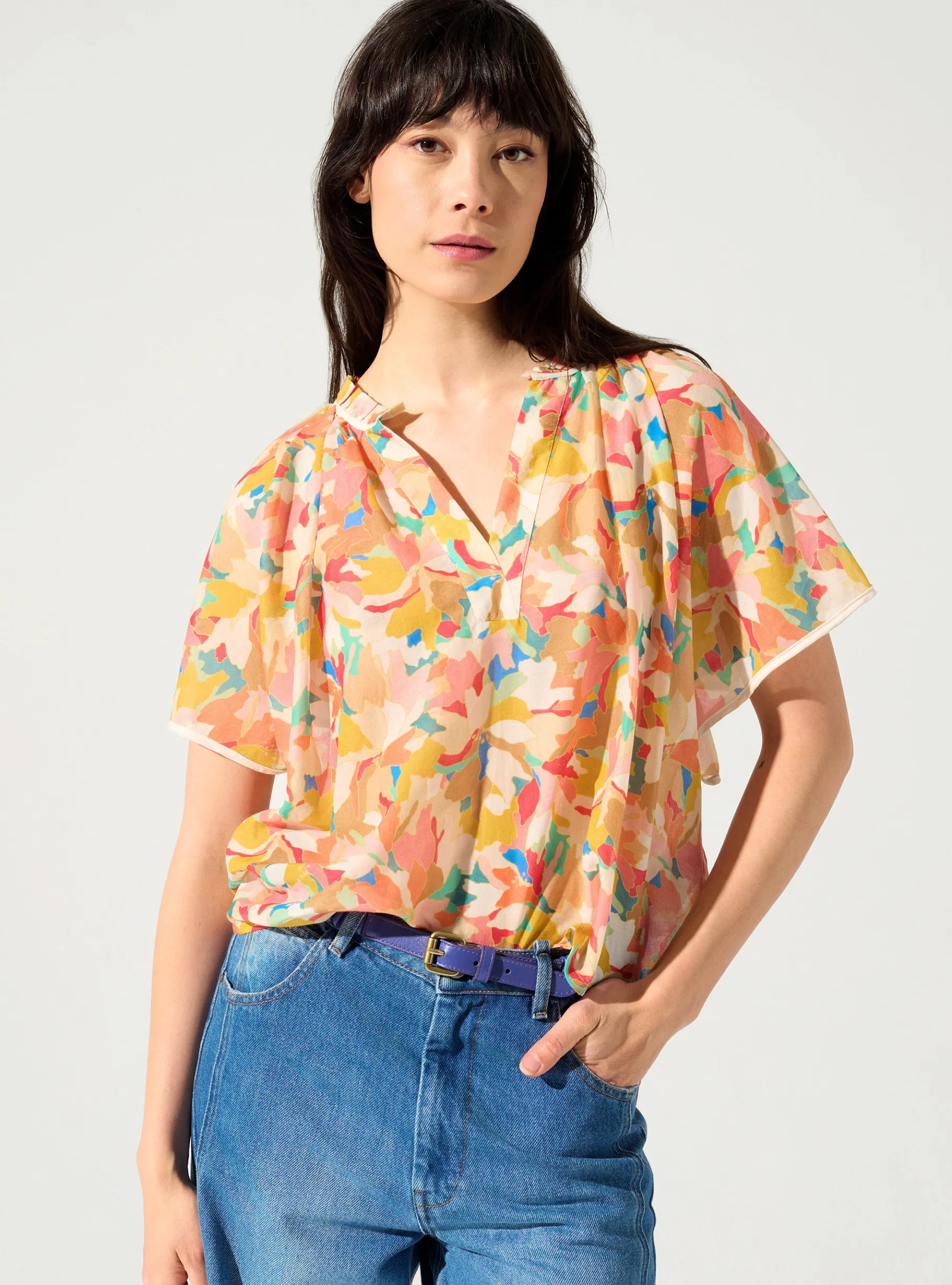 Cotélac Hauts*Blouse fleurie Blush