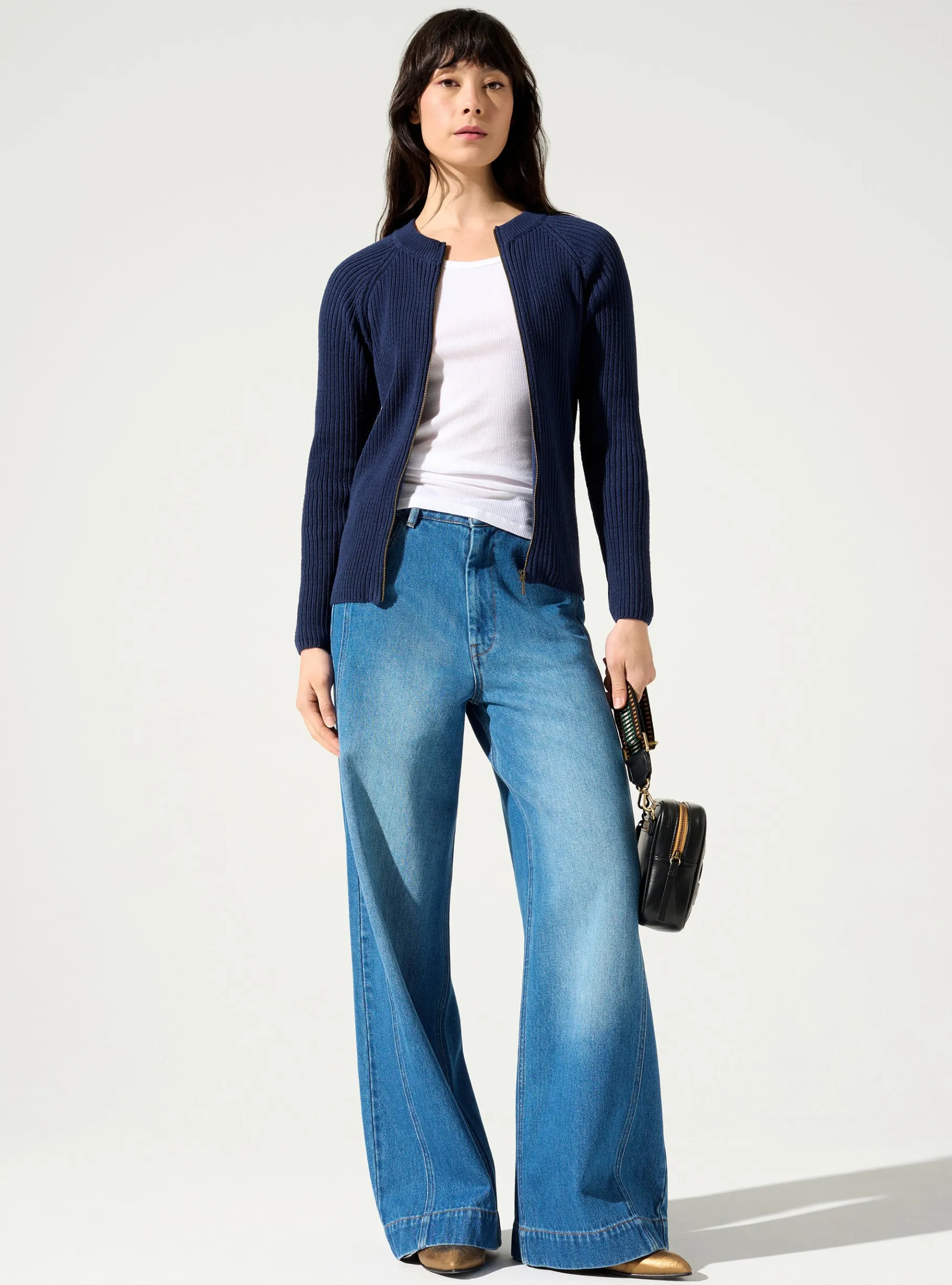 Cotélac Maille*Cardigan zippé Marine