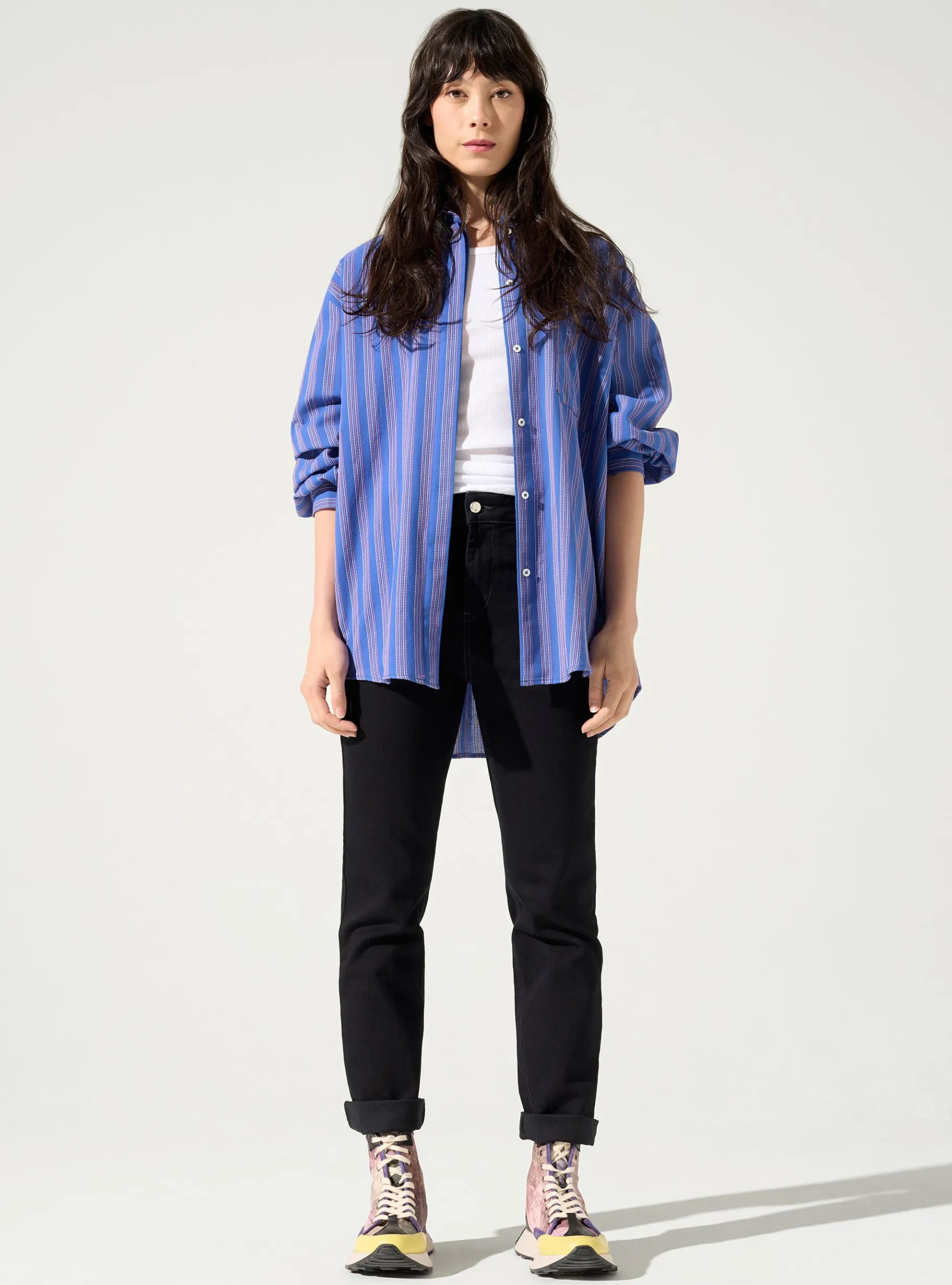 Cotélac Hauts*Chemise oversized Rayures Bleues