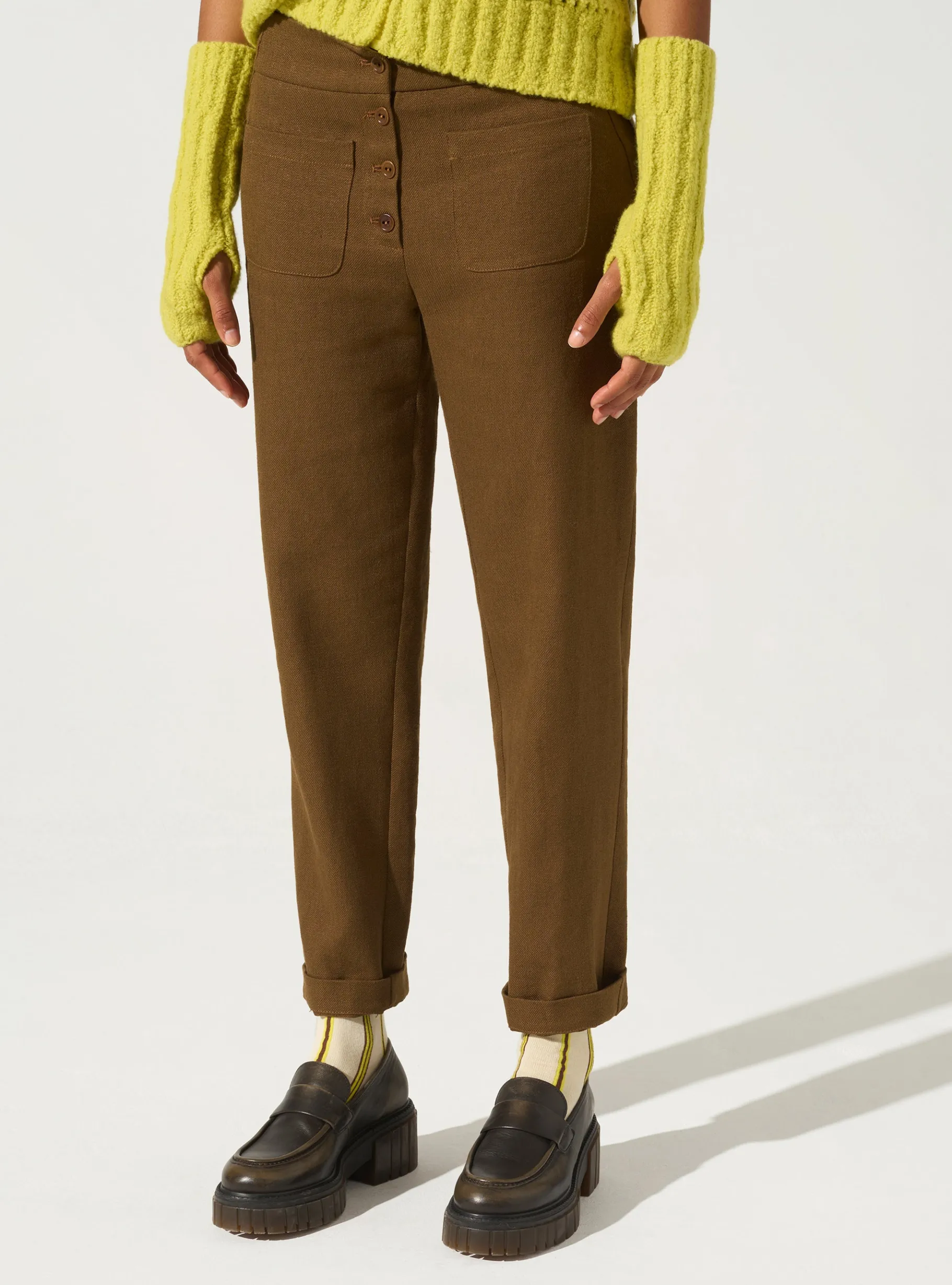 Cotélac Bas*Pantalon droit Kaki Bronze