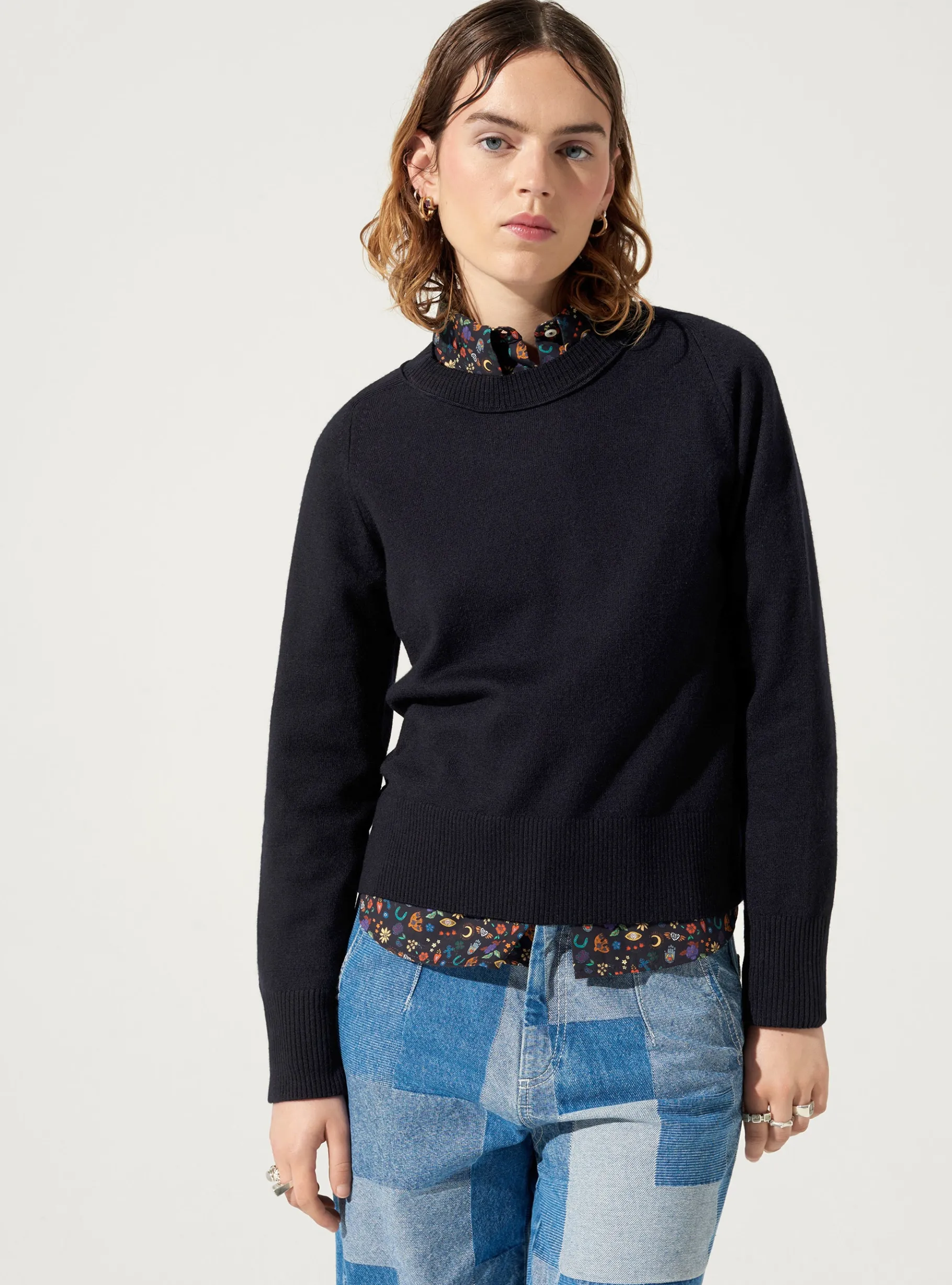 Cotélac Maille*Pull droit Fusain