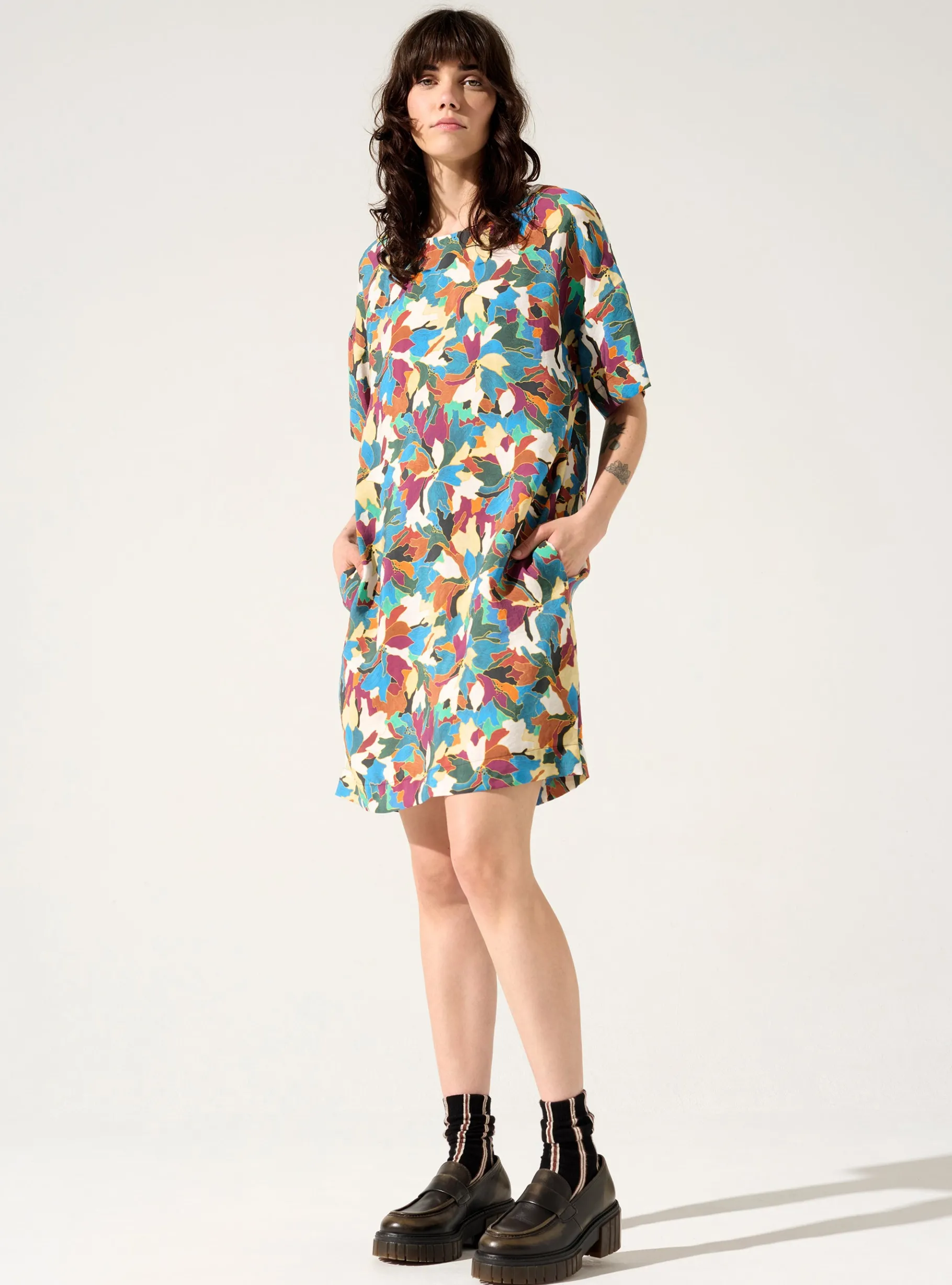Cotélac Robes*Robe imprimée Bleu Dore