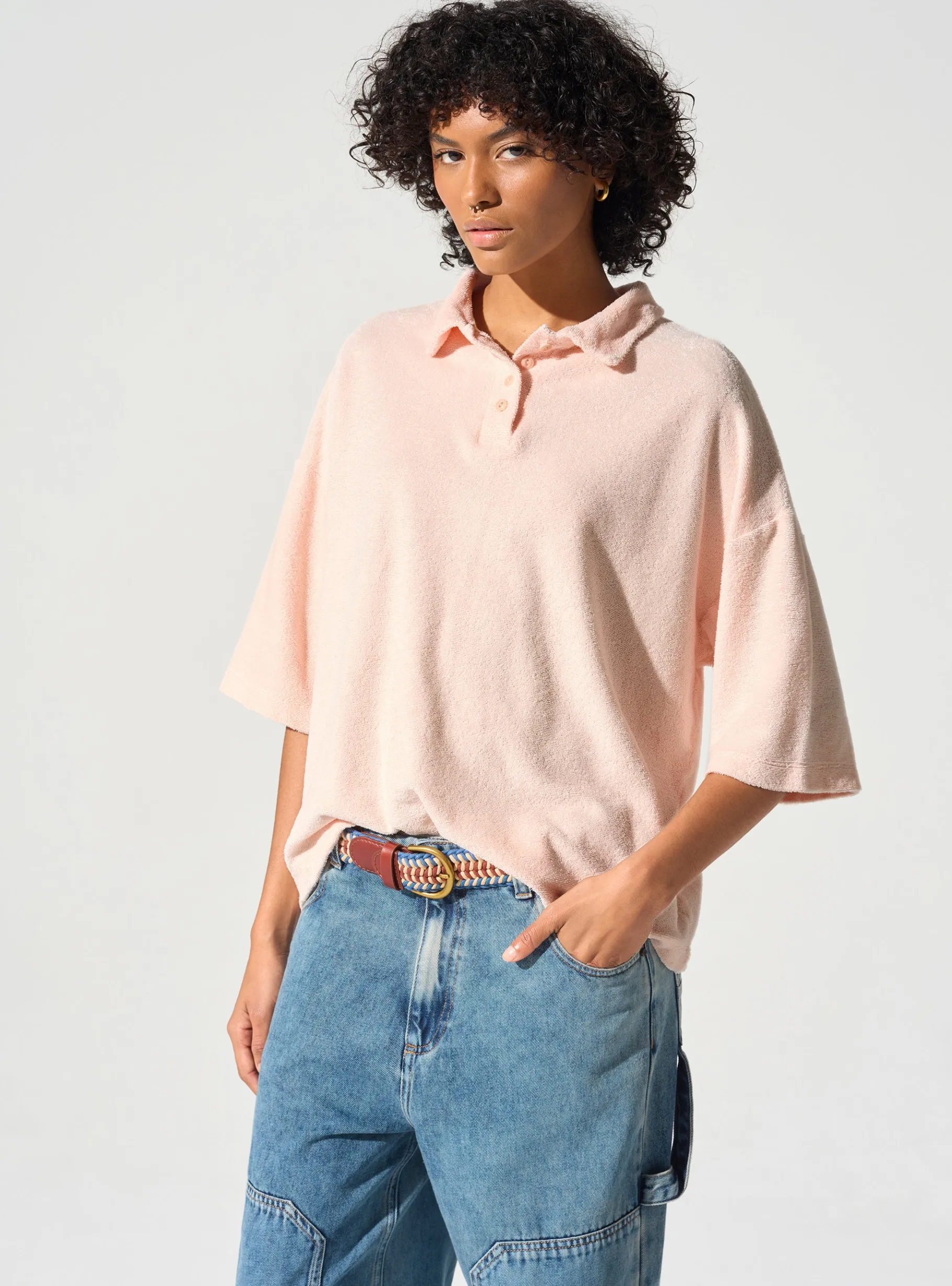 Cotélac Hauts*T-shirt polo éponge Rosee